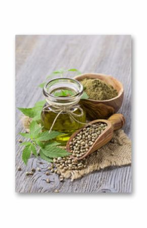 Hemp oil n a glass jar
