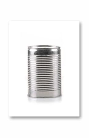 Canned food isolated on white