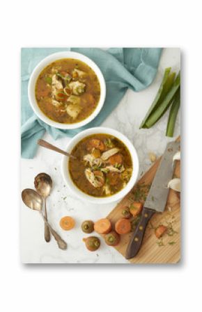 Turkey or Chicken Soup with Wild Rice and Vegetables