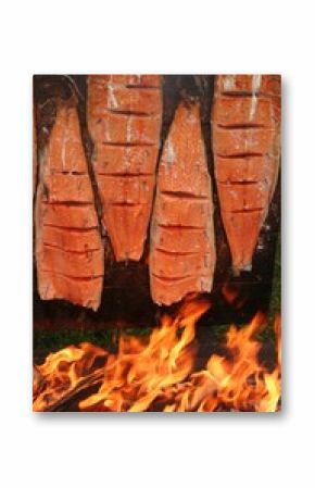 Blazing salmon and open fire