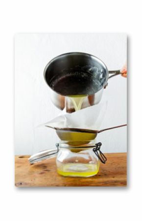  preparation of butter Ghee . filtering