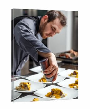 Chef finishing his plate