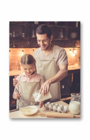Father and daughter baking