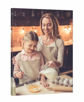 Mother and daughter baking