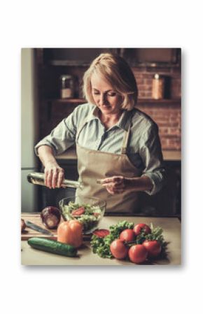 Mature woman in kitchen