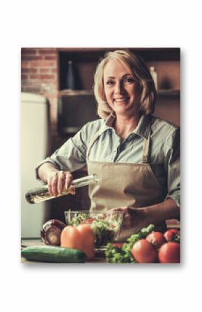 Mature woman in kitchen