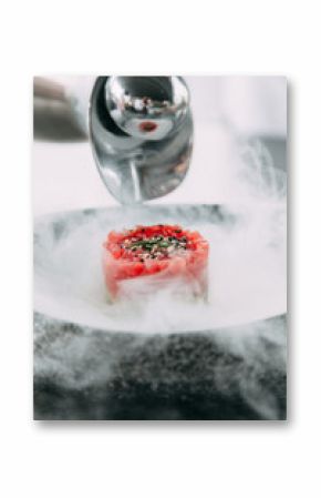 cooking Tartar of beef and in the supply of liquid nitrogen