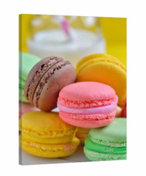 Tasty Colorful macaroons on plate