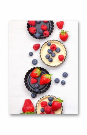 Sweet pastry with berries baking. Top view, mockup for recipe, culinary classes, cooking blog.