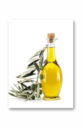 Bottle of Olive Oil with Green and Black Olives