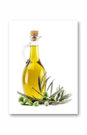 Bottle of Olive Oil with Green and Black Olives