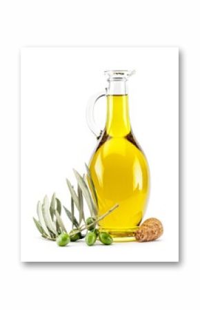 Bottle of Olive Oil with Green and Black Olives