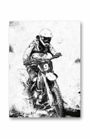 motocross - B&W oil paint