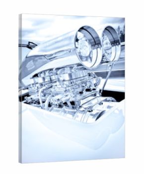 blue toned dragster supercharger HDR
