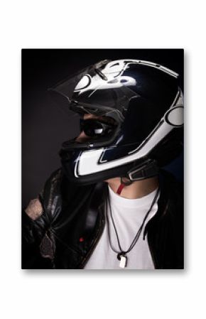 Stylish biker portrait