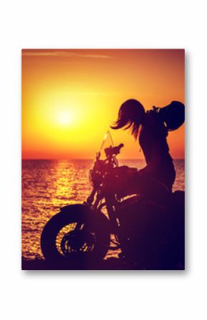 Silhouette of a biker woman