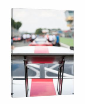 Racing car rear spoiler detail