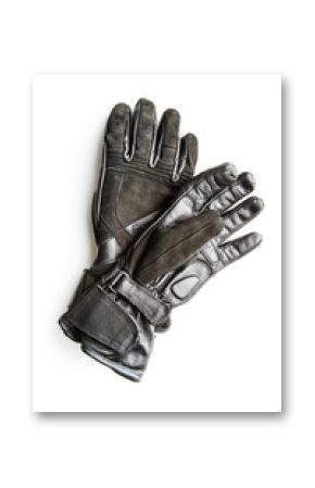 Black motorcycle gloves.