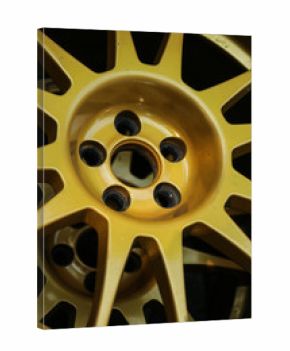 A detail picture of the light aluminium alloy rim used for the rally cars. 