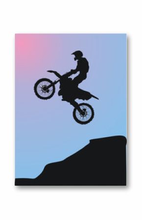 illustration with silhouette of man on motorcycle