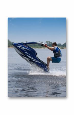 Jumping man on jet ski