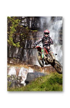 motocross with waterfall