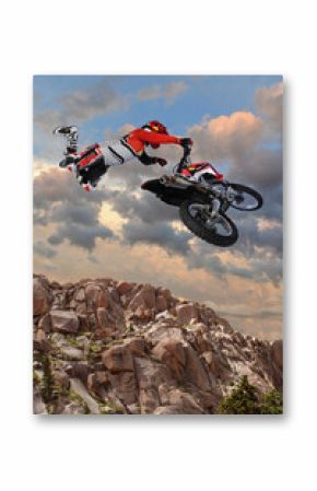 Motorcycle Rider Performing Aerial Stunt