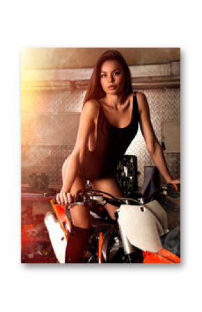 Girl sitting on motorcycle