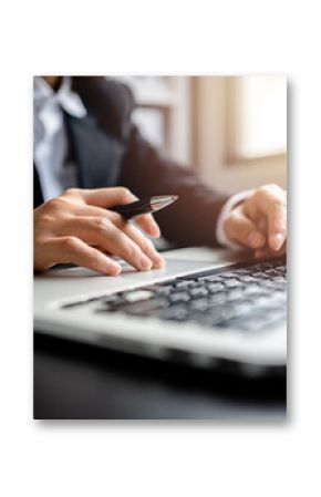 Close up of views female Lawyer or Business women working with laptop at a law firm, Justice and law concept.