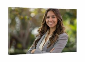 Confident business grad student mba degree success driven female brunette hispanic businesswoman, executive, layer, future CEO