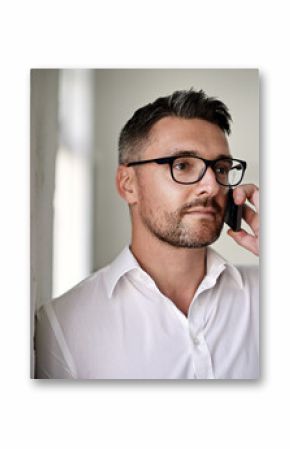 Businessman, phone call and networking for legal deal, consulting and talking to client in office. Male person, negotiation and feedback discussion for review in workplace, attorney and listening