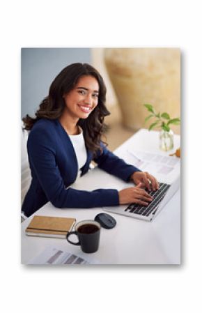 Feedback, smile or businesswoman in portrait on laptop for consulting online, research or policy review. Consultant, lawyer or legal advisor on technology for case schedule, email or attorney advice