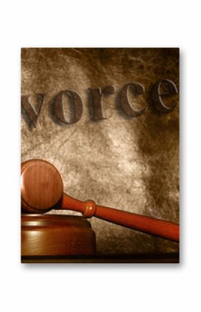 legal gavel and divorce text background