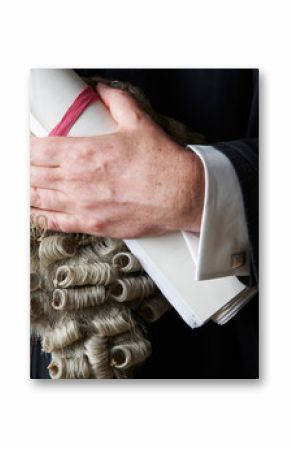 Close Up Of Barrister Holding Wig And Brief