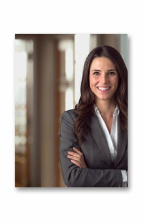 Happy smiling ceo manager at office space, possibly real estate, lawyer, non-profit, marketing