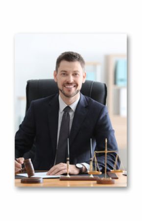 Young male notary working in office