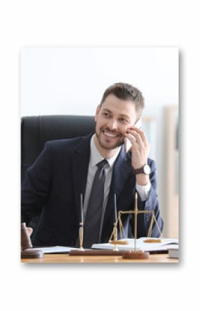 Young male notary working in office