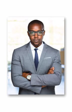 Serious, confident, powerful attorney legal representative at law office space