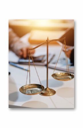 Consultation and conference of lawyers and professional businessman working and discussion having at law firm in office. Concepts of law, Judge gavel with scales of justice.