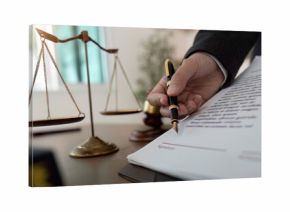 Lawyer with scales of justice and legal documents