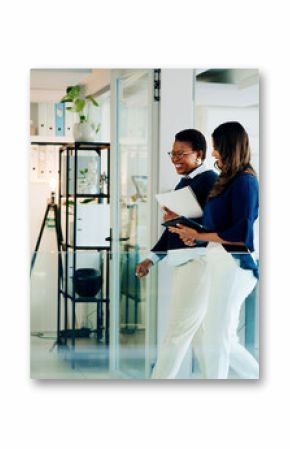 Business women, lawyer and conversation with walking, communication and smile from teamwork and discussion. Job, office and attorney workers together with diversity of professional team at law firm