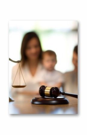 Legal consultation with a mother and child in a warm office setting