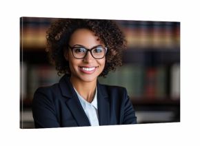 Confident black attorney with leadership and vision working in a law firm and empowering the African community With copyspace for text