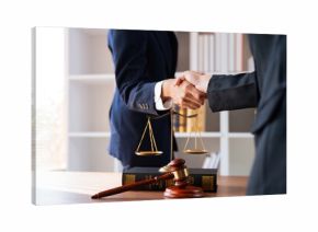 Businessman shaking hands to seal a deal with his partner deal lawyer or attorney discussing a contract agreement. legal, lawyer, real estate, justice concept