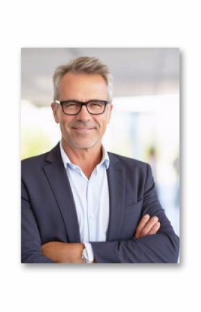 Happy mid age business man portrait. Generative ai design.