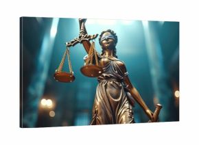 Statue of Lady Justice Holding a Scale of Justice