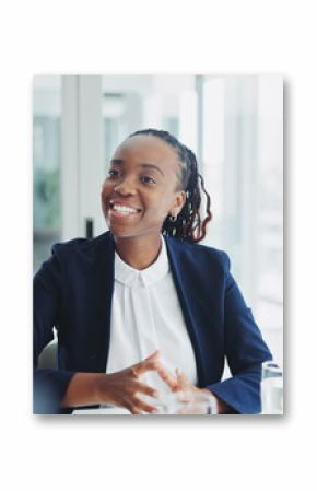 African woman, lawyer and meeting for negotiation with clients for advice, information or consultation. Person, advocate or attorney in modern office for legal counseling with people at law firm