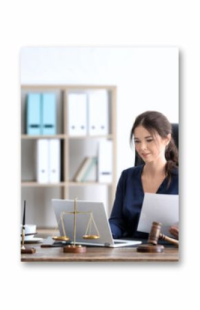 Young female notary working in office