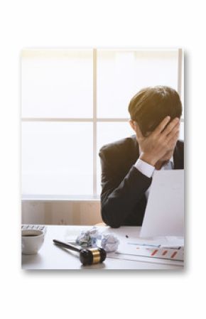 Businessman feeling sick and tired. Businessman who feel stressed out of work in the office