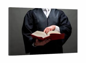 Rechtsanwalt mit Robe und Gesetzbuch